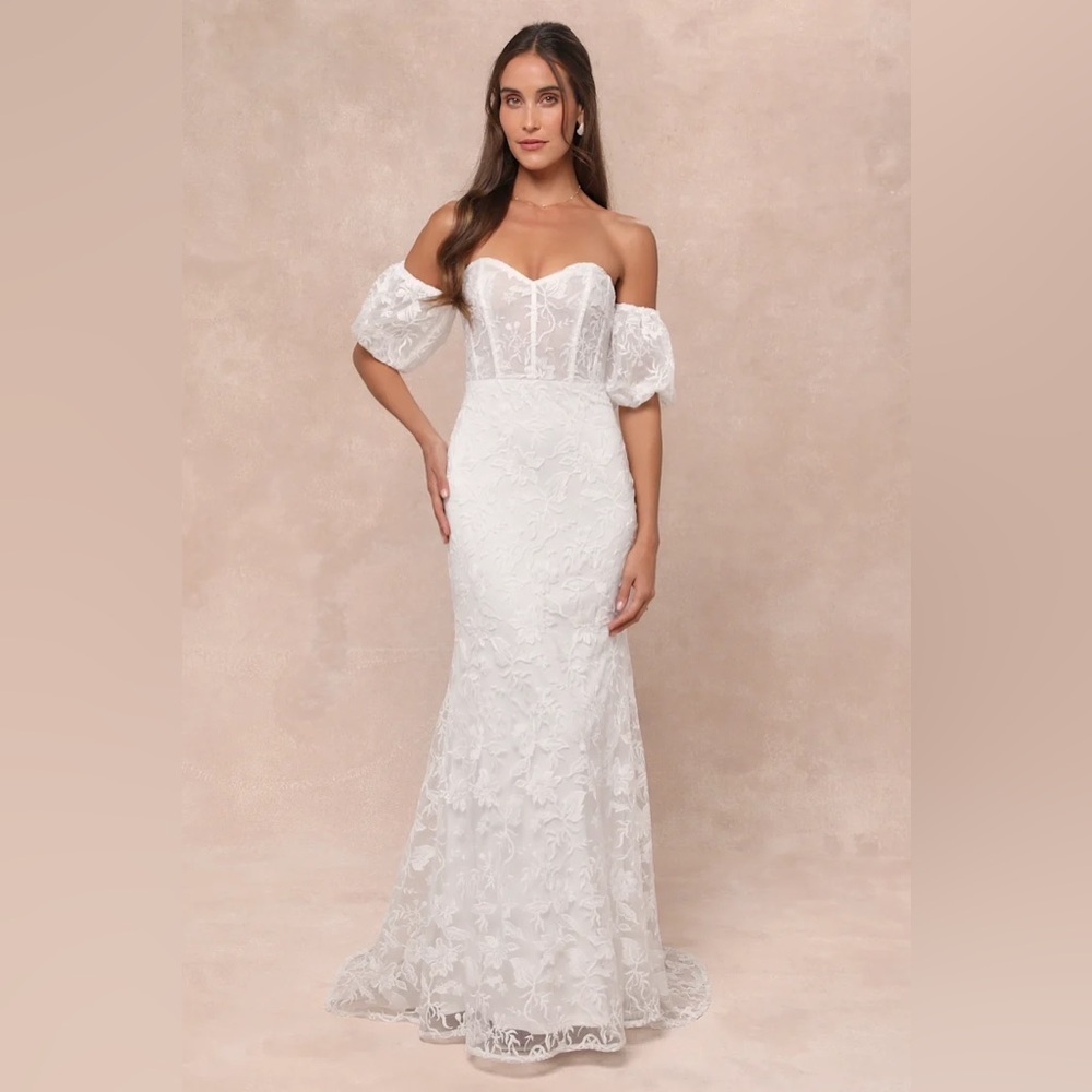 Lulus Everlasting Muse White Embroidered Off-the-Shoulder Maxi Dress